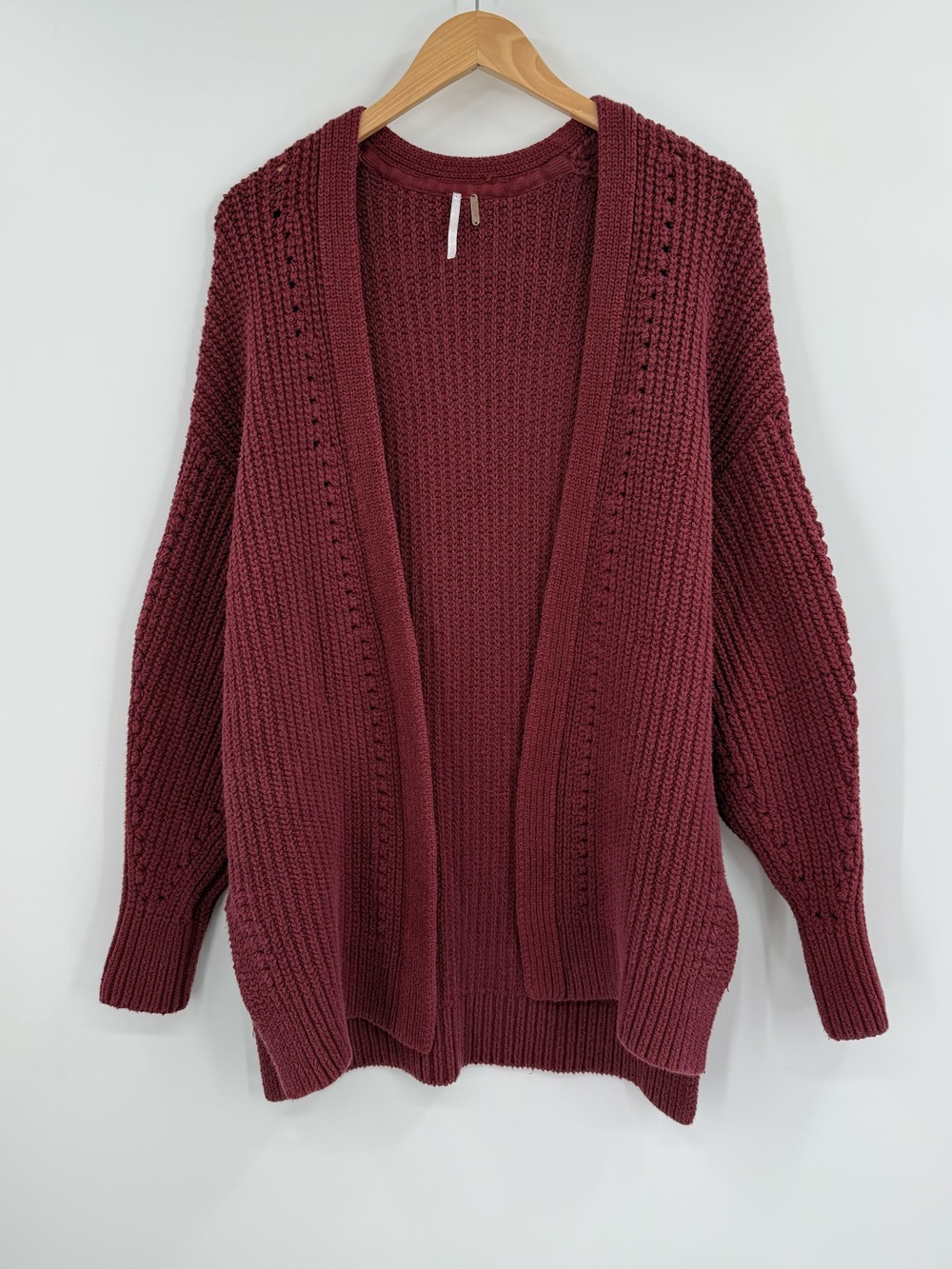Free People Nightingale Chunky Knit Oversized Cardigan | Cabernet | XS